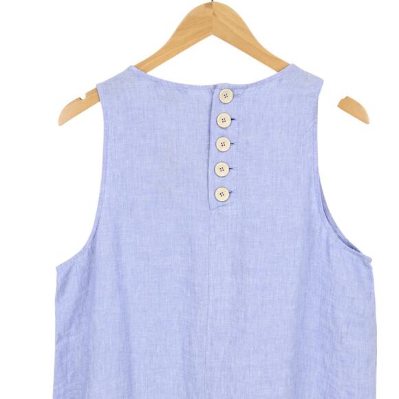 J.Crew Maxine Button Back Linen Dress French Blue Size Large NWT - Picture 7 of 8